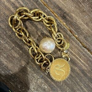 Gold Chain Bracelet with Coin Charm